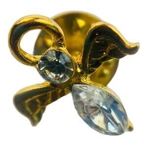Vintage Angel Lapel Pin Tack Crystal Guardian 3/4"